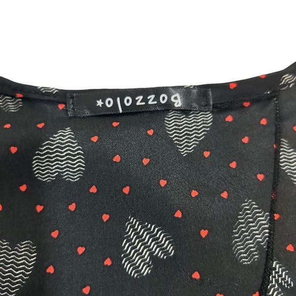 Bozzolo Sleeveless Heart Print High Low Open Back Red Black & White Top Size S - Picture 12 of 12